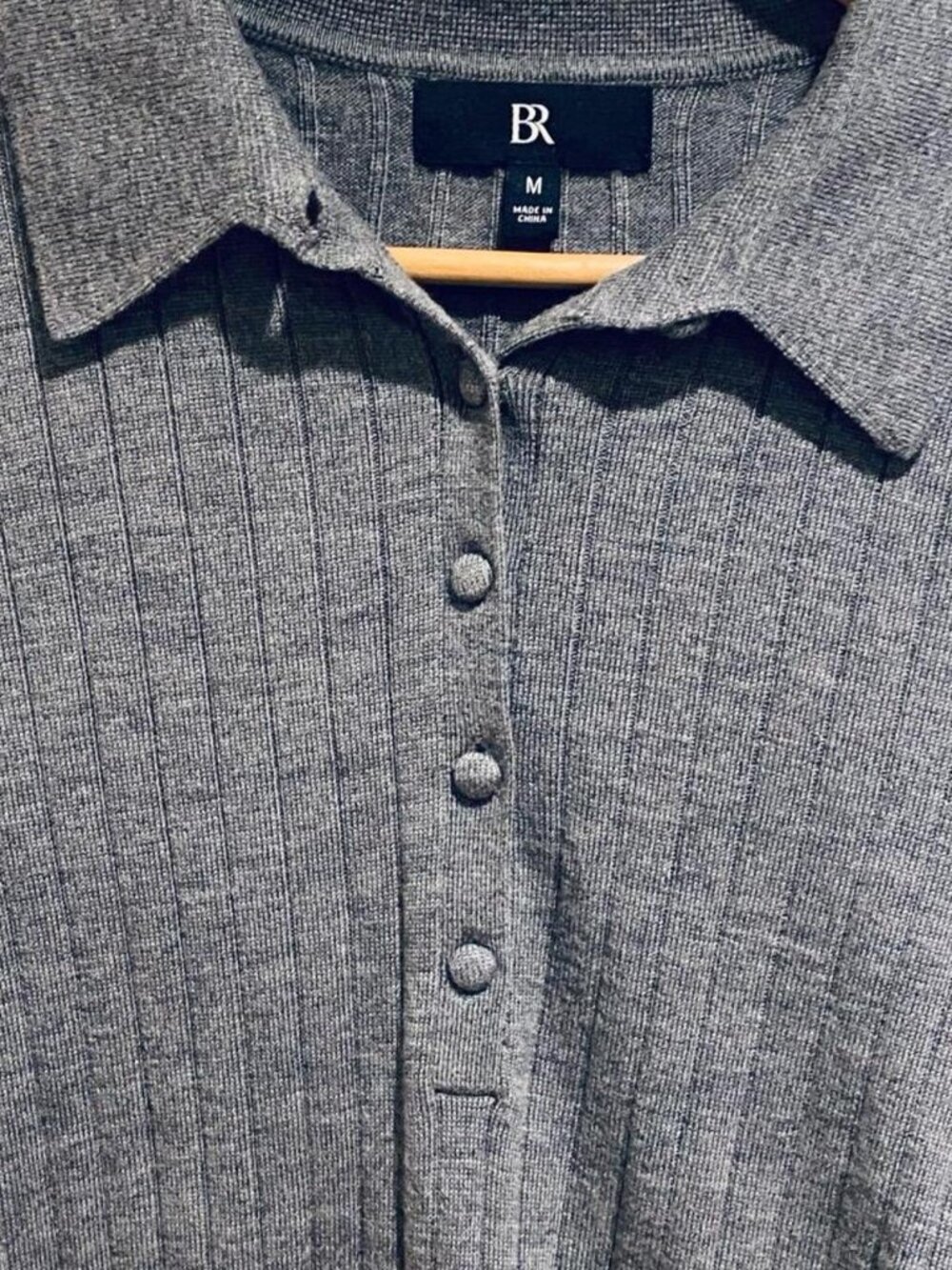 Banana Republic Gray Merino Wool Ribbed Sweater Size M - Picture 4 of 9